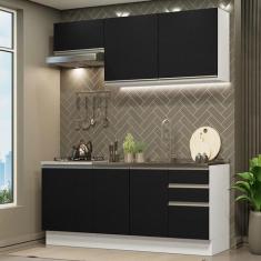 Armário de Cozinha Compacta 180cm Branco Preto Glamy Madesa 07, Branco