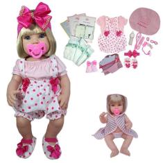 Boneca Bebê Reborn 100% Silicone Bolsa + 28 Itens - Mamãe Reborn