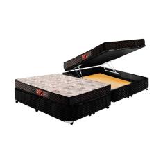 Cama Box Baú Queen: Colchão Espuma D45 Paropas Pasquale + Base crc Suede Black(158x198)