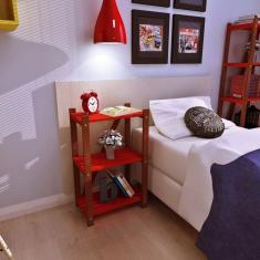 Estante Multiuso 3 Prateleiras Colors Suze Imbuia/vermelho