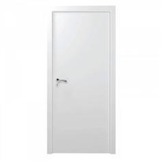 Kit Porta de Madeira Lisa Laqueada 210cmx80cm Moldufama Esquerda Branco