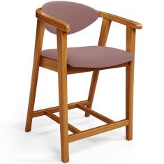 Banqueta Baixa Para Cozinha Sala De Jantar Bancada Cecília L02 Suede Rosê - Lyam Decor