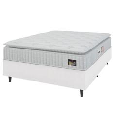 Cama Box Casal Queen Colchão Espuma D33 Pillow Top Van Gogh 158x198x67cm Branco Hellen