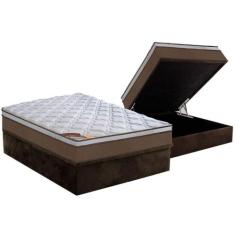 Cama Box Baú Casal: Colchão Molas Castor Pocket Revolution + Base CRC 
