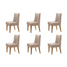 Conjunto Com 6 Cadeiras Safira Rufato - Imbuia/Veludo Creme