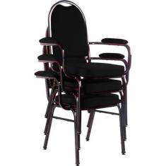 Kit Com 3 Cadeiras Para Auditório Linha Hotel Preto