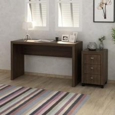 Conjunto Home Office 2 Peças Escrivaninha com Gaveteiro 3 Gavetas Espr