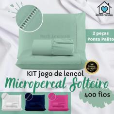 Kit Jogo de Lençol Micropercal 400 fios Ponto Palito 2 Peças - Solteir