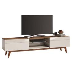 Rack Classic 2G 2.2 Off White com Freijó - Imcal Móveis