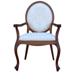 Poltrona Decorativa Sala de Estar Base Madeira Maciça Adrie Sarja Bege/imbuia Gran Belo