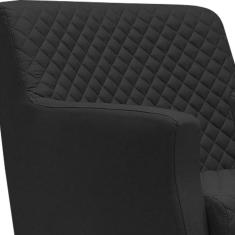 Poltrona Decorativa Nagoya Pés Madeira Corano Preto