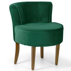 Poltrona Decorativa Sala de Estar Base de Madeira Ayla Veludo Verde Gran Belo