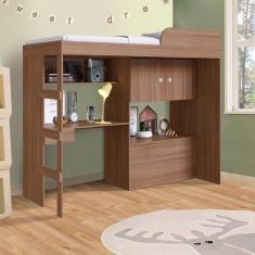 Cama De Solteiro Alta Multifuncional Com Escrivaninha Com Colchão Montana Pupi Shop Jm