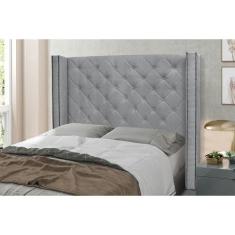 Cabeceira Cama Box Queen 160 cm Vicenza Linho S04 - D'Rossi, Cinza