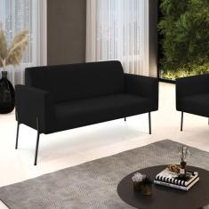 Sofá Namoradeira 2 Lugares Pé de Ferro Preto Marisa Linho - DRossi, Pr