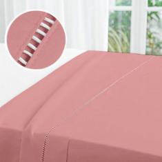 Lençol de Cima Viúvo Sem Elástico C/ Vira e Ponto Palito Tecido Percal