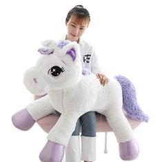 Almofada de pelúcia Unicorn para aniversário — branca, 110 cm