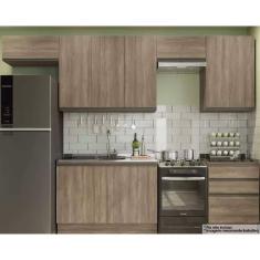 Cozinha Modulada Completa Maxxi 7 Peças (4 Armários + 2 Balcões + 1 Complementos) C6P29 Nogal - Kappesberg