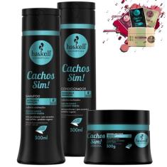 Kit Haskell Cachos Sim Shampoo Condicionador Mascara 300g