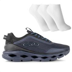 Tênis Olympikus Beats Masculino + 3 Pares de Meias, 38, Marinho, Preto