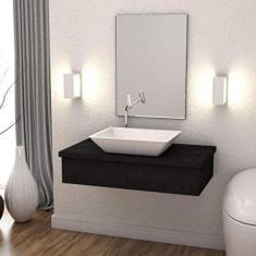 Conjunto Bancada para Banheiro 80cm com Cuba RT45 800w Metrópole Compace Preto Onix