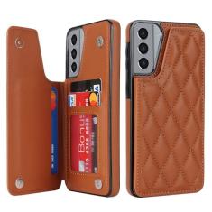 LBYZCASE Capa carteira para Samsung Galaxy S21+ Plus com suporte para cartão, capa traseira flip de couro PU com suporte para cartão para mulheres e meninas, fecho magnético duplo à prova de choque