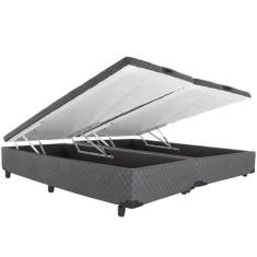 Cama Box Bau Casal Bipartido Suede(1.38X1.88) - GENKI KENKO, CINZA