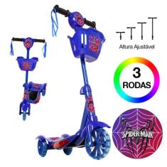 Patinete Homem Aranha 3 Rodas Brinquedo Criança Com Led - Zein