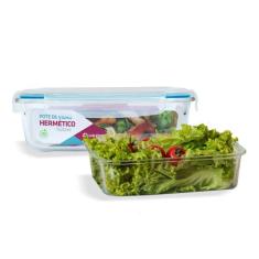 KIT 2 Potes de Vidro Retangular com Tampa Hermética 1520ml - U4HOME, A