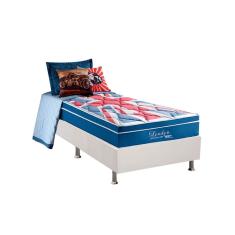 Cama Box Solteiro: Colchão Molas MasterPocket Ensacadas Anjos London + Base crc Courano White(88x188)