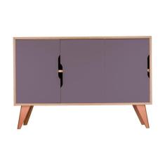 Buffet Aparador com 3 Portas Murano Carvalho e Cinza Claro