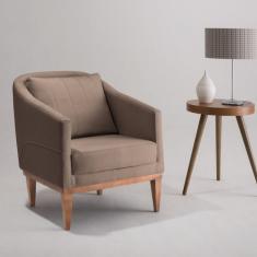 Poltrona Em Veludo Requadro Agatha Sofani Marrom/natural