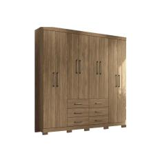 Guarda Roupa Casal 8 Portas e 6 Gavetas c/ Pés Liverpool Atacama-Jatobá - Santos Andirá