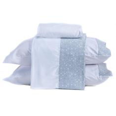 Jogo De Cama Casal Padrão 04 Peças 400 Fios Cor Branco