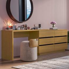 Mesa para Escritório Diretor em L 6 Gavetas Oring Yescasa Carvalho