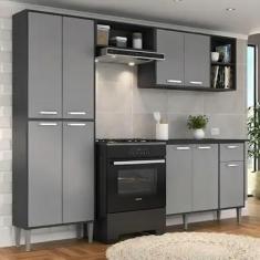 Armário de Cozinha Compacta Xangai Multimóveis VM2840, Preto/Grafite