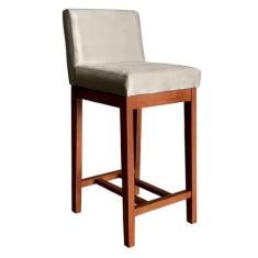 Banqueta Média Estofada para Bancada Gourmet Lisboa 90 Cm Suede Bege C