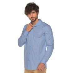 Camisa Social Manga Longa Slim Algodão Nobre Passa Fácil - TEODORO, Az
