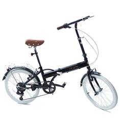 Bicicleta Dobrável Echo Vintage, aro 20, Shimano 6 Velocidades Fênix Black