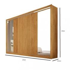 Guarda Roupa Casal Espelho 3 Portas 6 Gavetas Vitoria Móveis Europa Ripado 100%mdf