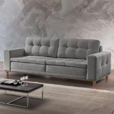 Sofá 4 Lugares 230cm Molas Ensacadas D-33 Linho Braúna Paropas by Ecosono Cinza