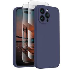 FireNova Capa projetada para iPhone 15 Pro Max, capa de telefone de silicone atualizada [proteção da câmera] com [2 protetores de tela], forro de microfibra macio antiarranhões dentro, 17 cm, azul