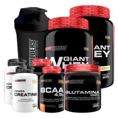 Kit 2x Giant Whey 900g + 2x BCAA 100g + 2x Power Creatina 100g + Gluta
