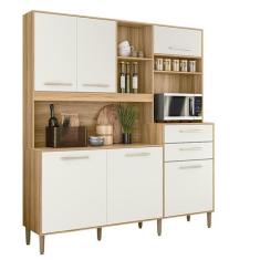 Armario Cozinha 6 Portas e 2 Gavetas Salsa Avela/Off White Cristal - N