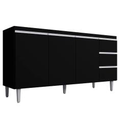 Balcão Para Pia Andréia 160 Cm 3 Portas Preto Ajl