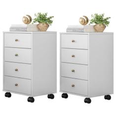 Kit Com 02 Mesa de Cabeceira Presence 9070 Branco Demobile - Demóbile,