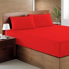 Lençol Queen Com Elástico Inteiro Avulso Poliéster Temos Todas As Core