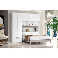 Guarda-Roupa Roupeiro Casal 5 Portas Com Cabeceira Embutida Cancun Branco - Rede Móveis