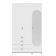 Guarda-Roupa Solteiro Espelho 3 Portas 100% MDF Look 136 cm