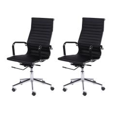 Kit 2 Cadeiras Para Escritório Presidente Esteirinha Alta 3301 Or Design Preto